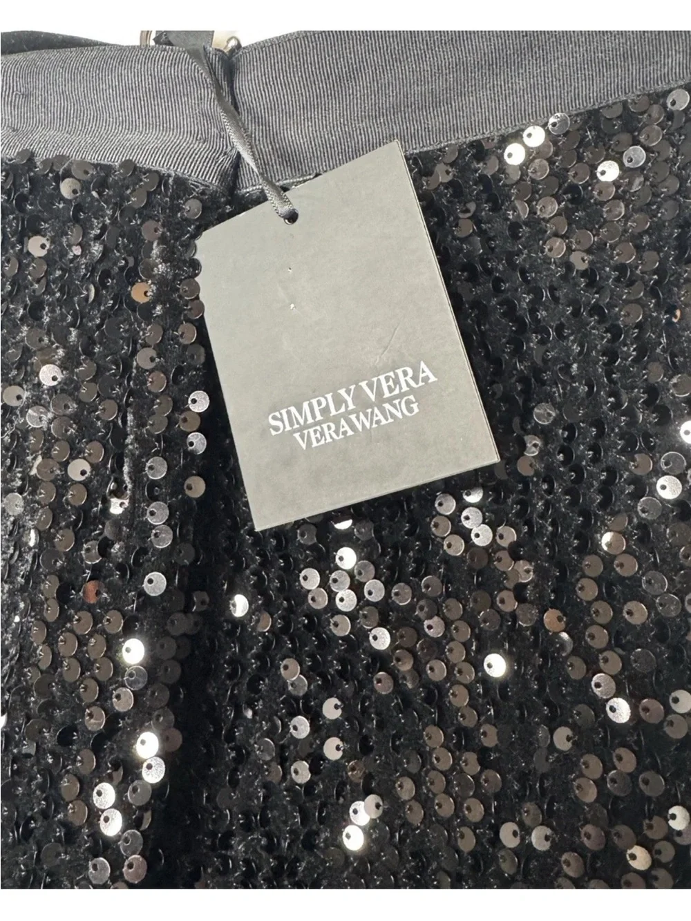 NWT SIMPLY VERA WANG Black Sequin Front velvet Velour Pencil Skirt Womens XXL - Picture 4 of 8
